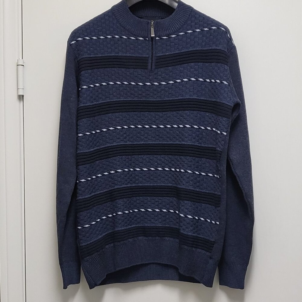 Alberto Cardinali Mens Sweater XL Long Sleeve 1/4 Zip Pullover Striped Preppy
